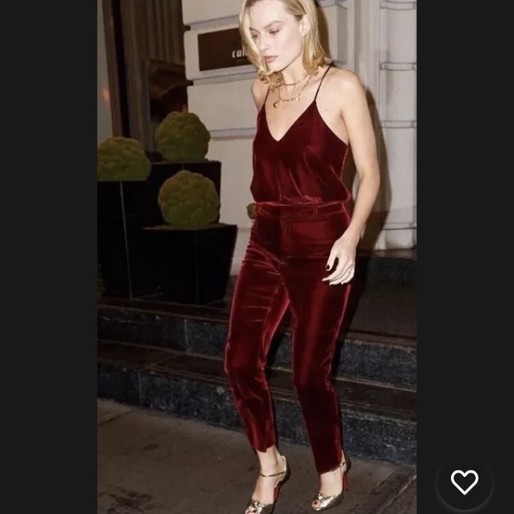 XS Derek Lam Crosby Velvet New Years Cropped Flare Legging Pants TF73101VE Red - Picture 1 of 12